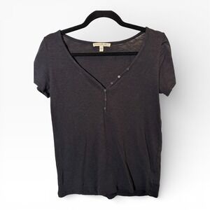 Express One Eleven Black Short Sleeve Henley T Shirt Women's Size Small